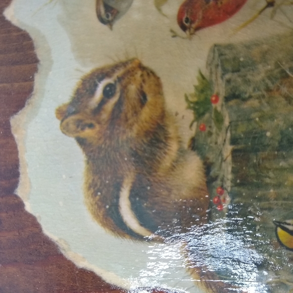 Vintage woodland critters shellac handmade wall decor birds duck chipmunk snail - Picture 9 of 11
